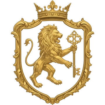 The McBeth Kings crest: a lion holding a key, beneath a crown